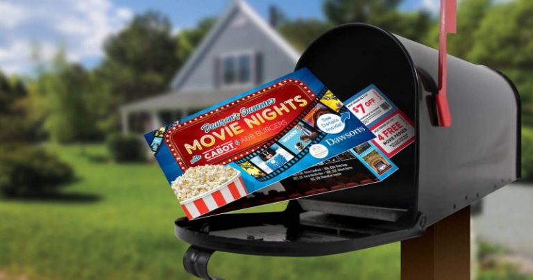 direct marketing mailer in mailbox in front of home