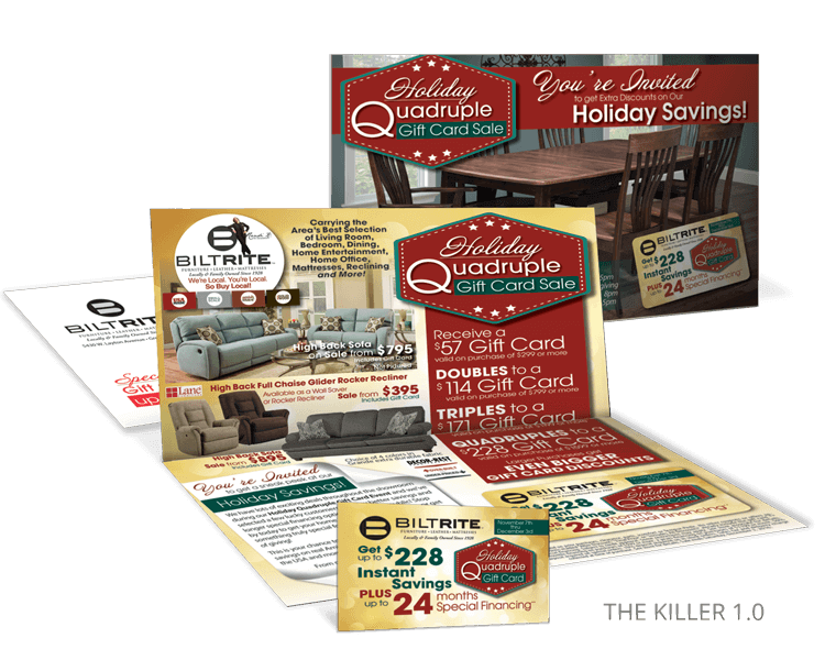 Killer 1 Direct Mailer with Plastic Gift Card