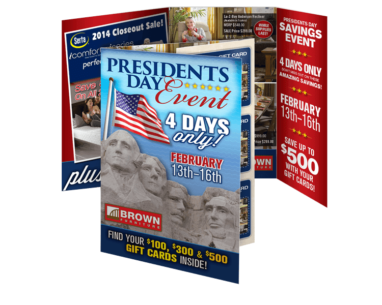 weekend winner furniture presidents direct mailer