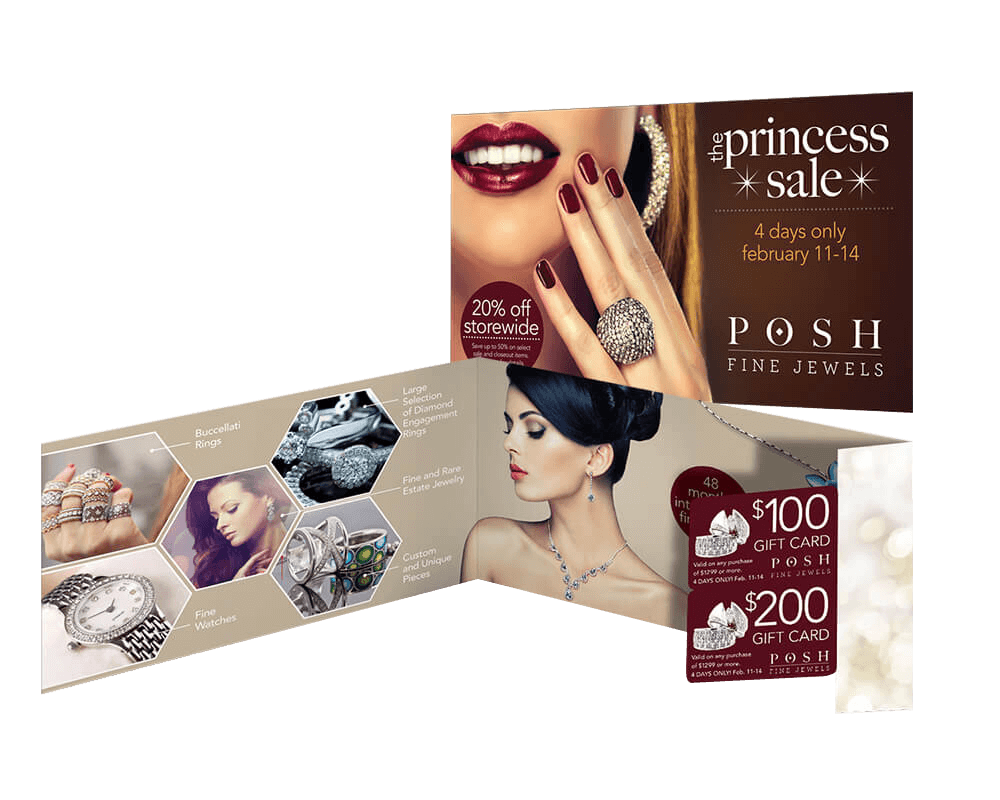 tri-fold jewelry industry direct mail