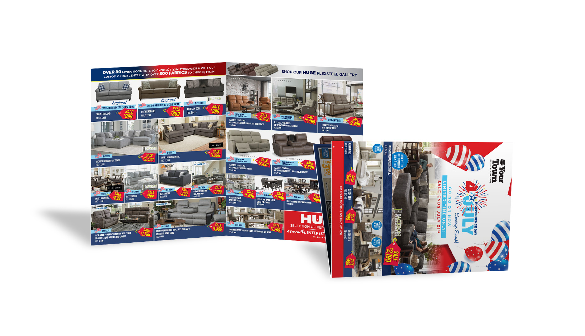 4th of July Half Fold direct mailer design for SMC Furniture