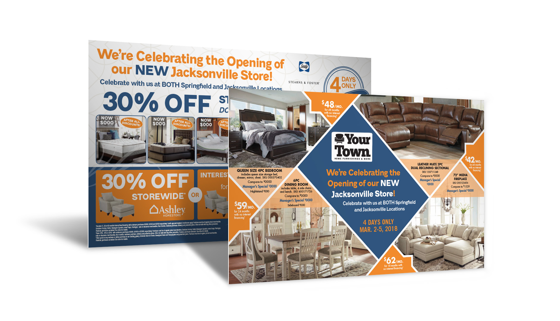 Grand Opening monster direct mailer design for SMC Furniture