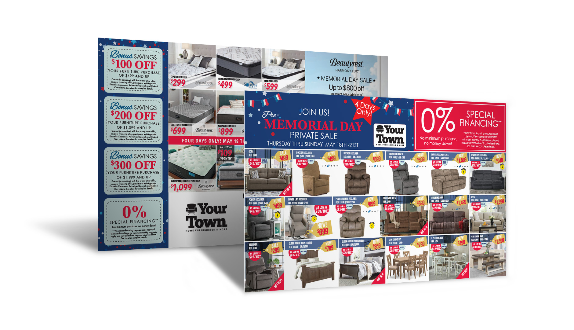 Memorial day monster direct mailer design for SMC Furniture