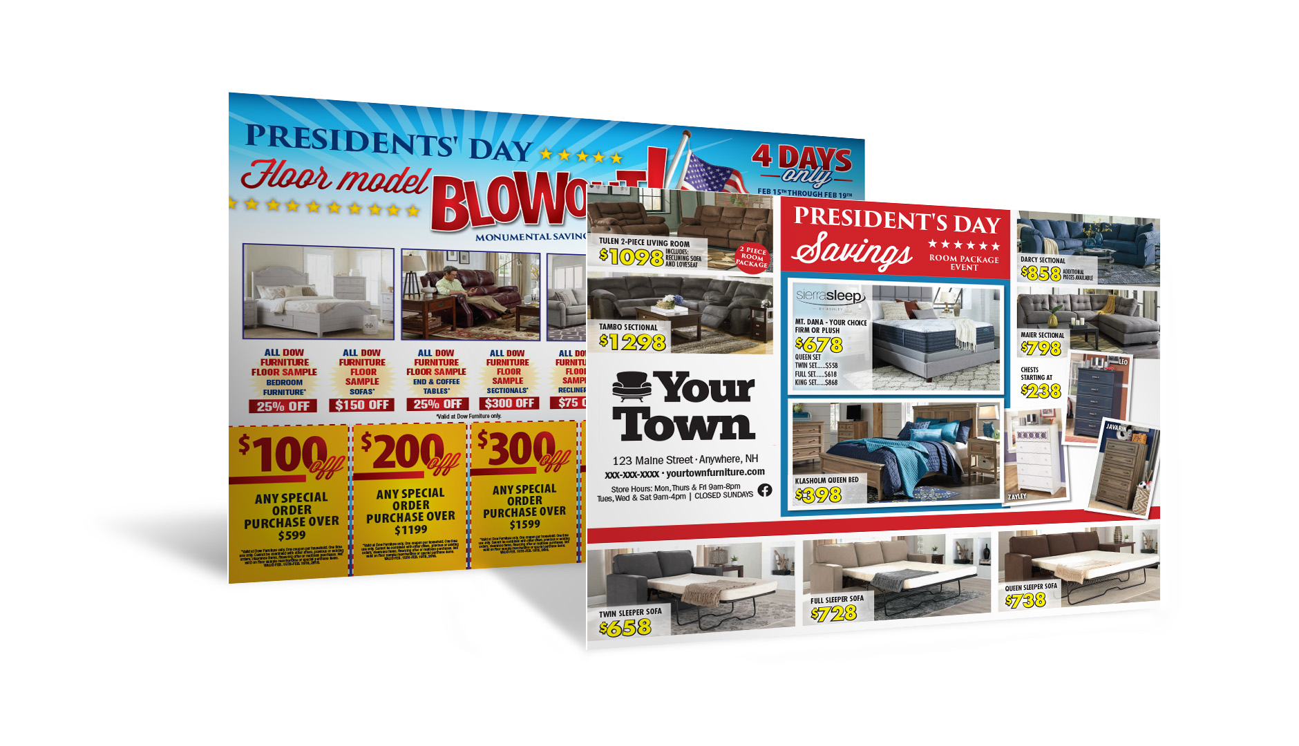 Presidents day Colossal direct mailer design for SMC Furniture