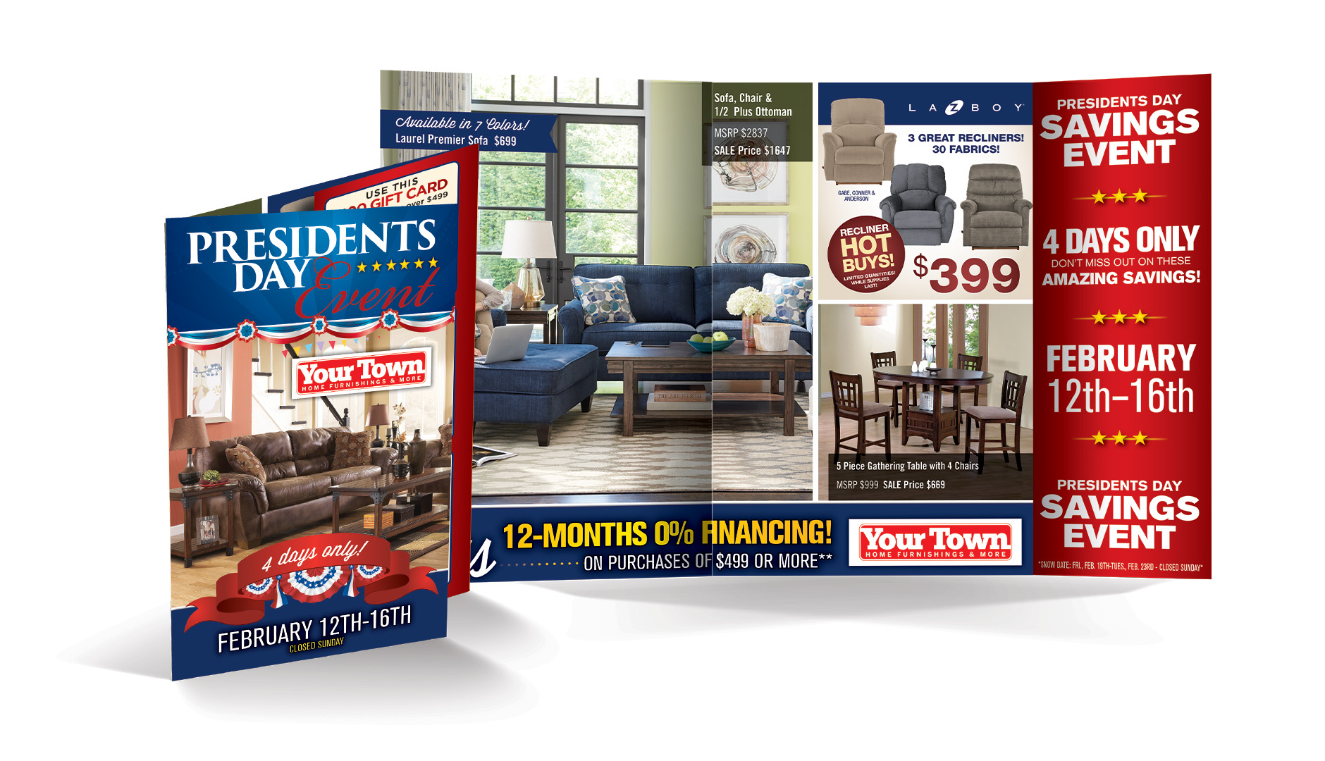 Presidents day Weekend Winner direct mailer design for SMC Furniture