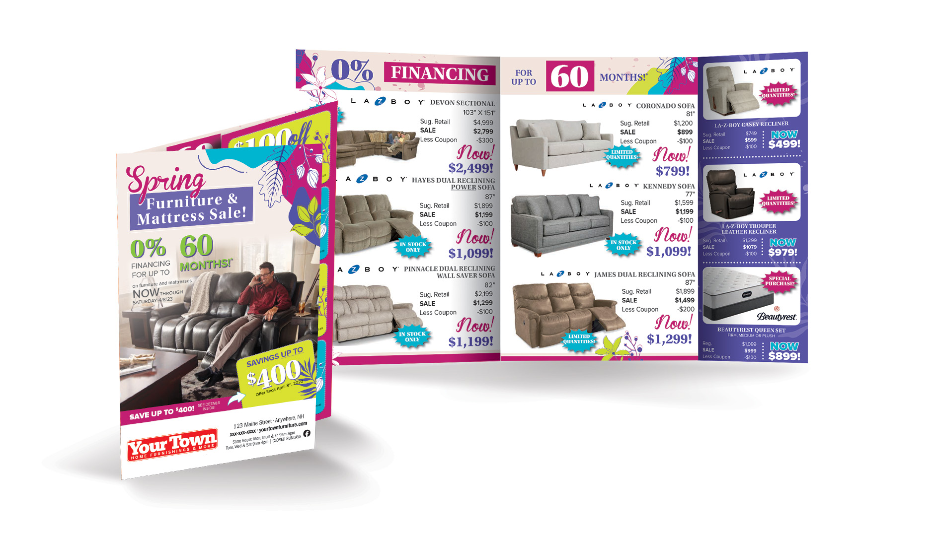 Spring Weekend Winner direct mailer design for Central Furniture