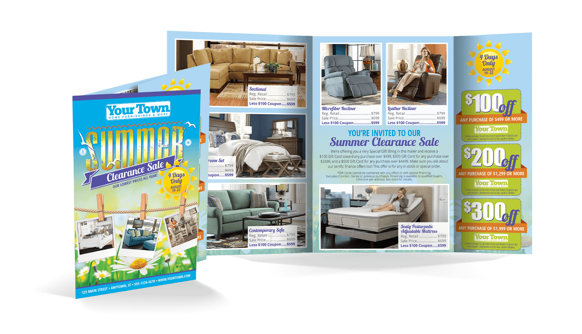 Summer Weekend Winner direct mailer design for SMC Furniture