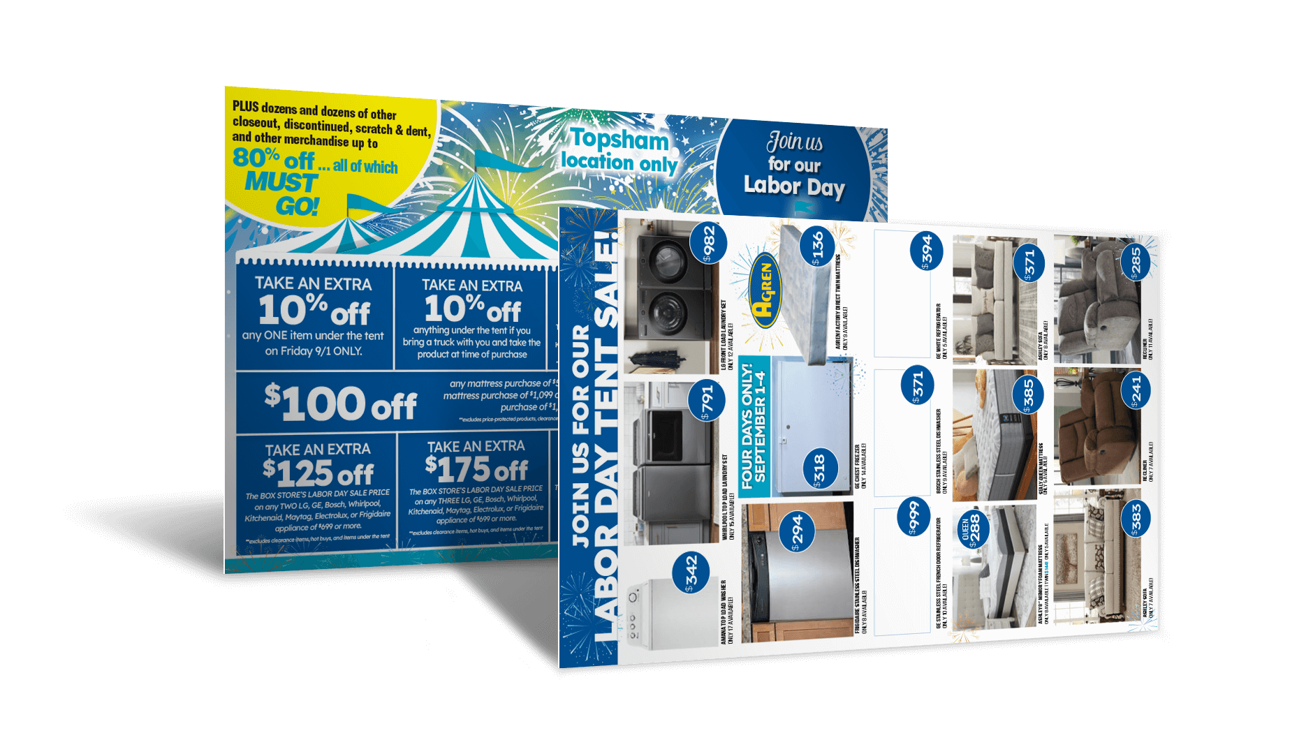 Tent Sale monster direct mailer design for SMC Furniture