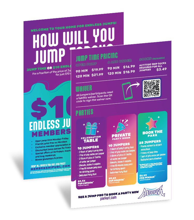 Membership Menu Card for POP kit