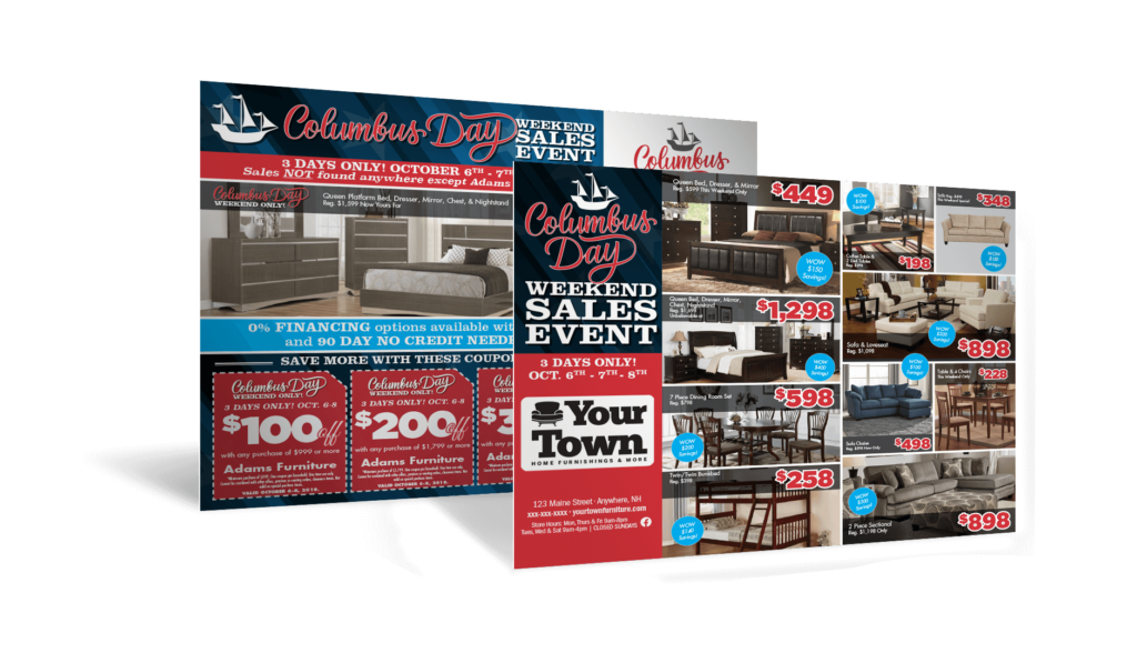 Columbus day monster direct mailer design