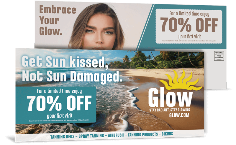 tanning salon direct mail piece flat