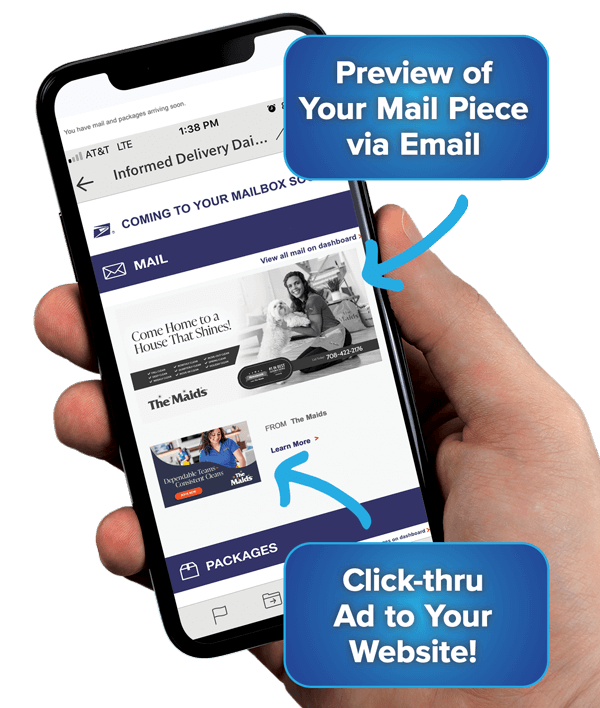 the maids informed delivery ads on phone in hand