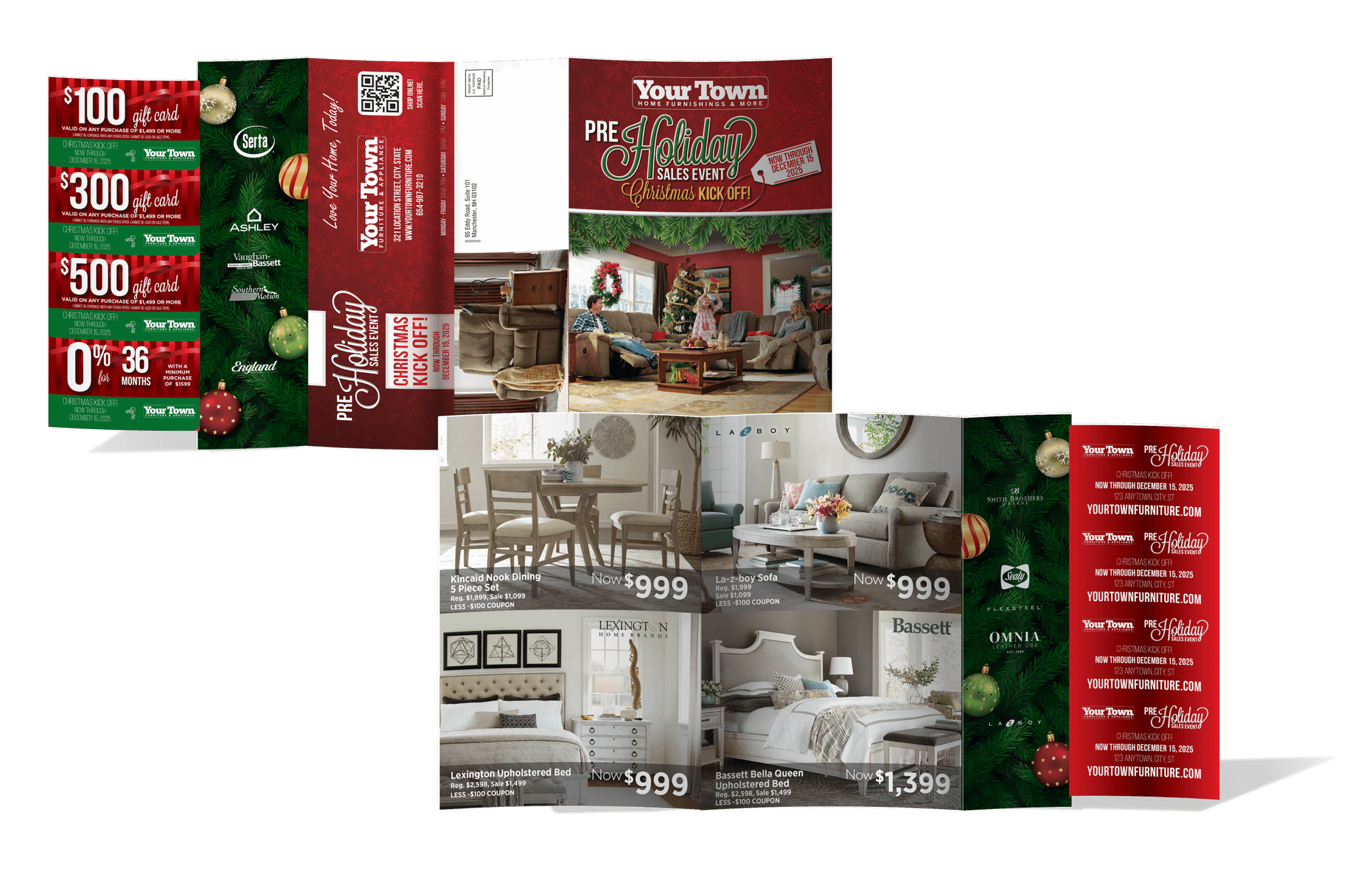 4 coupon die cut trifold direct mailer