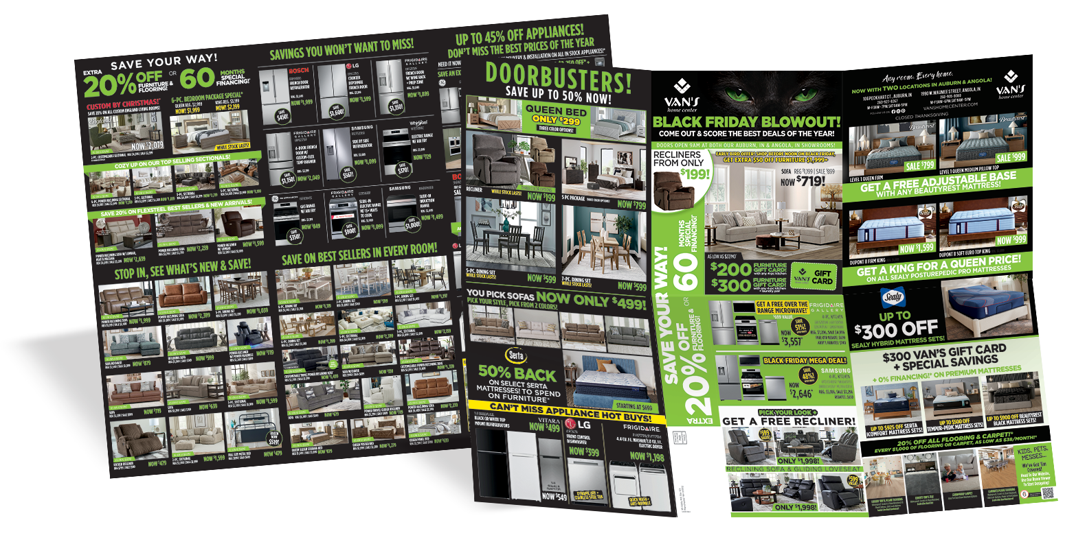 Tri-max Doorbusters catalog mailer for retail furniture stores