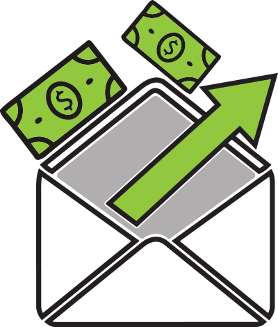 envelope with up arrow icon