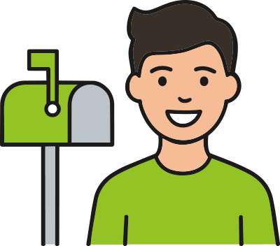 man in front of mailbox icon