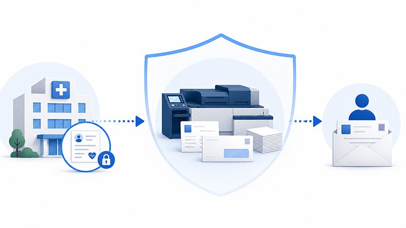 illustration showing mail vendor protecting patient data