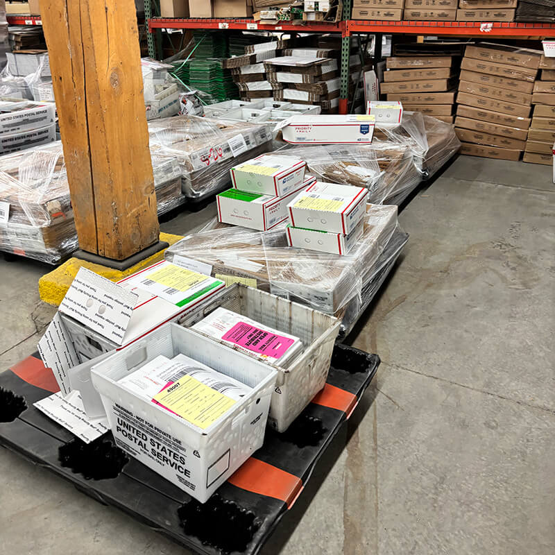Pallets of mail prepared for PMOD shipment