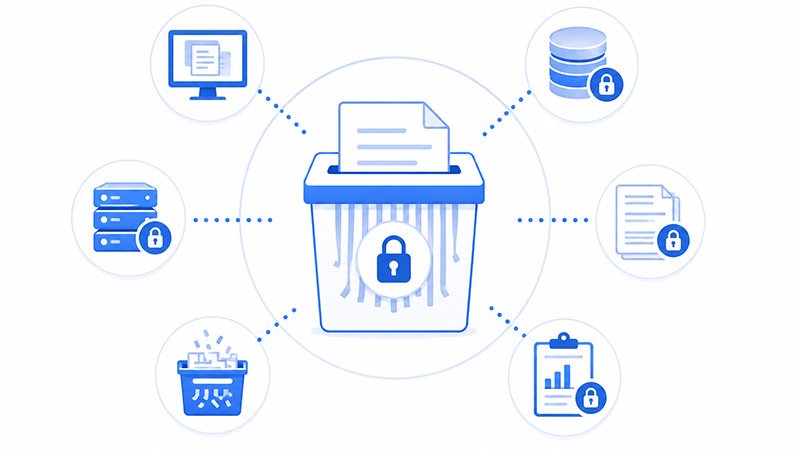icons displaying secure data destruction